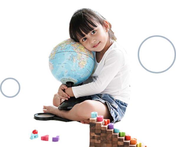 Child holding globe
